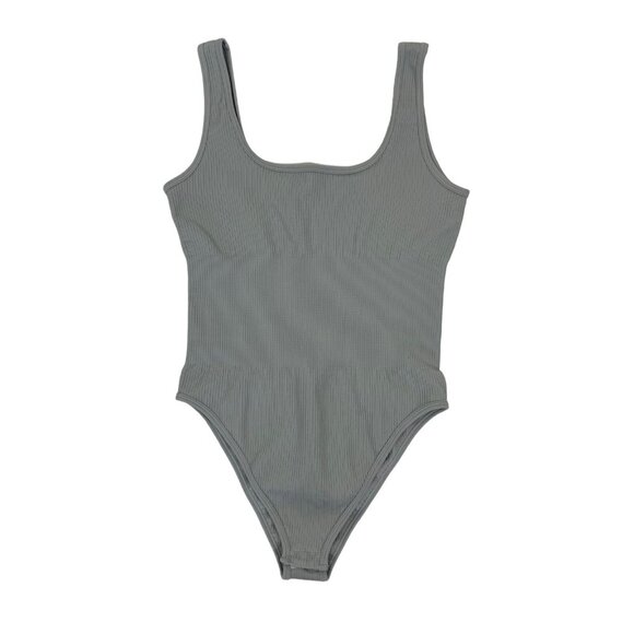 Womens Gray Bodysuit Small Stretch Snap Closure Minimalist Y2K Streetwear - Picture 1 of 6